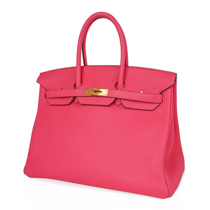 Hermes Birkin 35 Bag Rose Lipstick Pink Togo Gold Hardware