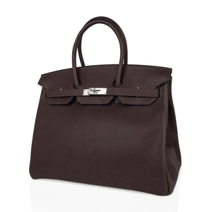 Hermes Birkin 35 Bag Ebene Barenia Faubourg Leather with Palladium Hardware