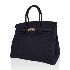 Hermes Birkin 35 Bag Black Togo Leather with Rose Gold Hardware