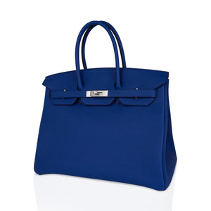 Hermes Birkin 35 Bag Blue de France Togo Leather with Palladium Hardware