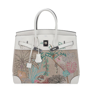 Hermes Limited Edition Birkin 35 Bag Faubourg Tropical Toile & Swift