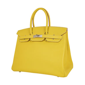 Hermes Birkin 35 Lime Candy Limited Edition Bag Epsom Palladium