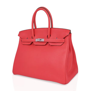 Hermes Birkin 35 Bag Rose Jaipur Clemence Leather with Palladium Hardware