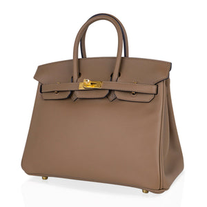 Hermes Birkin 25 Beige De Weimar Veau Jonathan Leather Gold Hardware