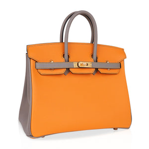 Hermes Birkin HSS 25 Bag Jaune Ambre / Gris Asphalte Gold Hardware