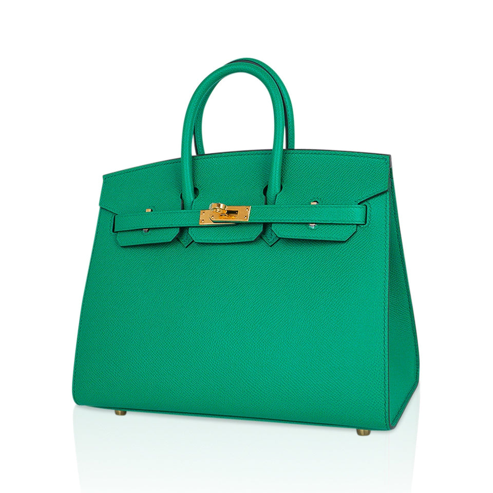 Hermes Birkin 25 Bag Sellier Vert Jade Epsom Leather with Gold Hardware