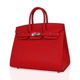 Hermes Birkin 25 Bag Sellier Rouge De Couer Epsom Leather with Palladium Hardware