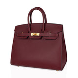 Hermes Birkin 25 Bag Sellier Rouge H Gold Hardware Veau Madame Leather