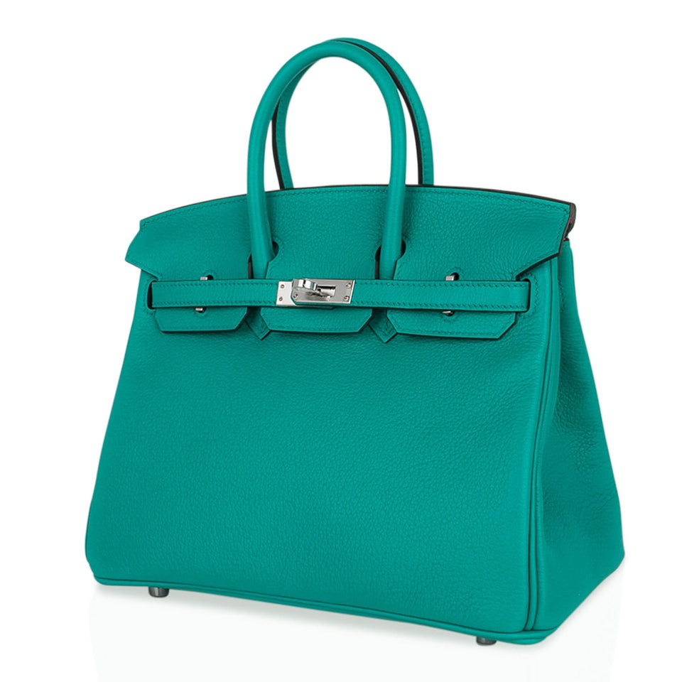 Hermes Verso Birkin 25 Bag Vert Verone & Rose Lipstick Novillo Leather with Palladium Hardware