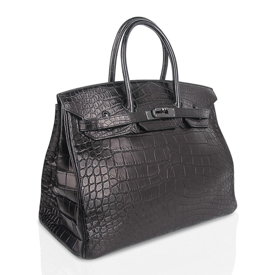 Hermes Birkin 35 Bag So Black Limited Edition Matte Black Alligator