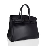 Hermes Birkin 35 Bag So Black Box Leather Limited Edition Very Rare