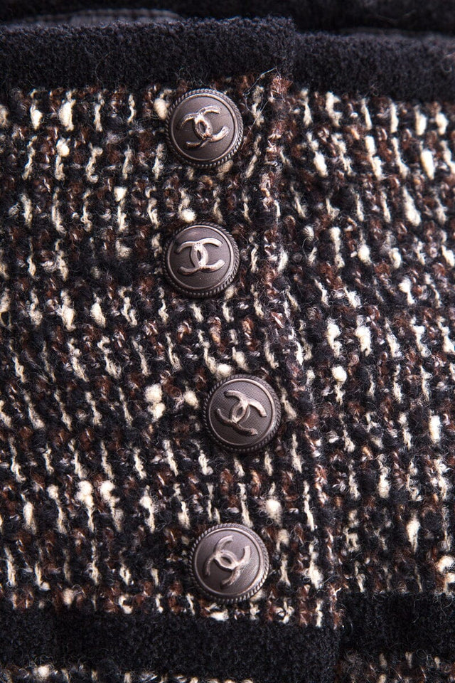 Chanel FW '06  Black & Brown Tweed Mini Skirt SZ 36