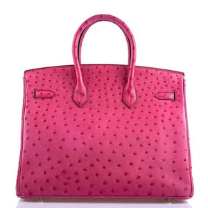 HERMES BIRKIN 35 FUCHSIA OSTRICH WITH PALLADIUM HARDWARE