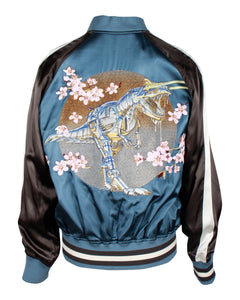 Dior x Sorayama Embroidered Souvenir Bomber Jacket in Blue Viscose