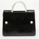 Dior Black/white Crinkled Patent Leather Medium Diorever Top Handle Bag