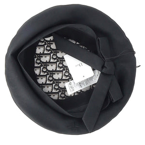 Dior Arty Oblique with Ribbon Beret Hat in Black Polyester