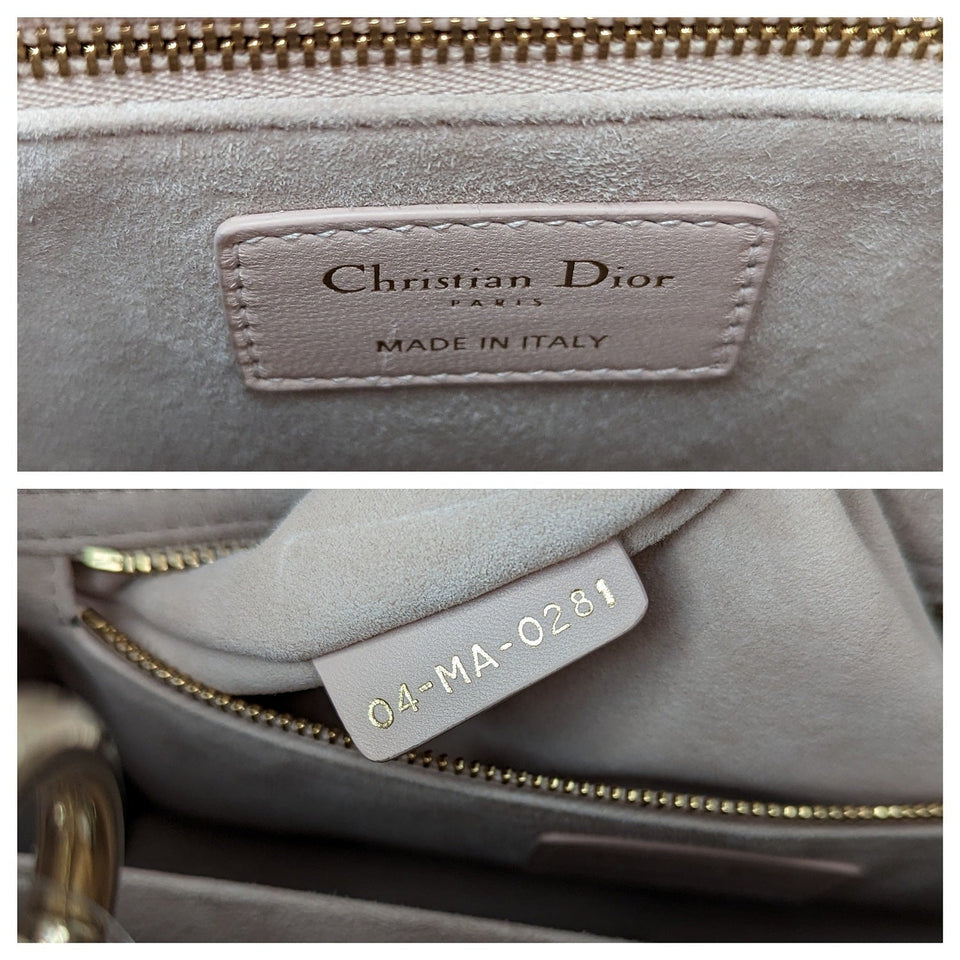 Christian Dior Powder Pink Cannage Lambskin Medium Lady Dior
