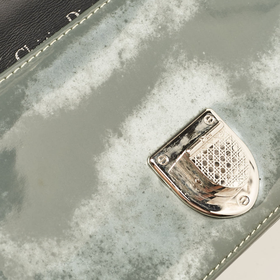 Dior Grey Micro Cannage Patent Leather Mini Diorama Shoulder Bag