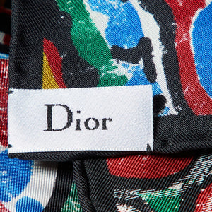 Dior Multicolor Butterfly Print Silk Square Scarf