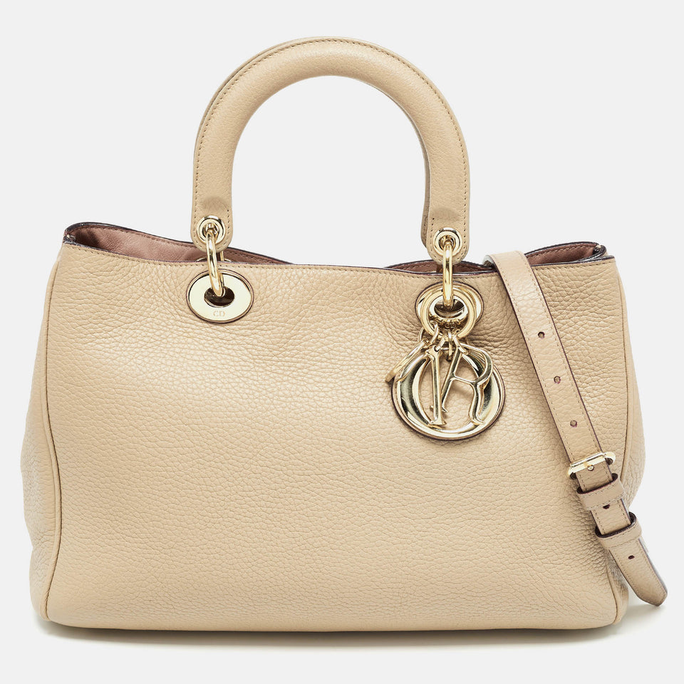 Beige Leather Medium Diorissimo Shopper Tote