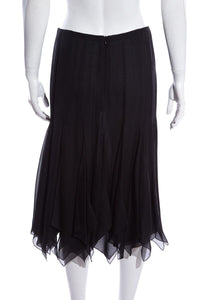 Chanel Cruise '06 Black Panel Ruffle Hem Skirt SZ 42
