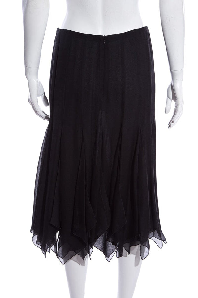 Chanel Cruise '06 Black Panel Ruffle Hem Skirt SZ 42