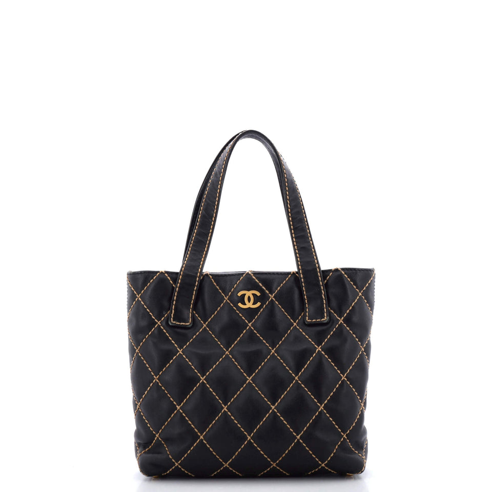 CHANEL Surpique Tote Quilted Leather Small