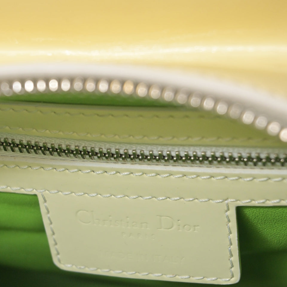 Dior Raffia Medium Lady Dior in Green Leather
