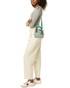 Dior Lady Dior Mini Straw & Leather Crossbody