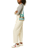 Dior Lady Dior Mini Straw & Leather Crossbody