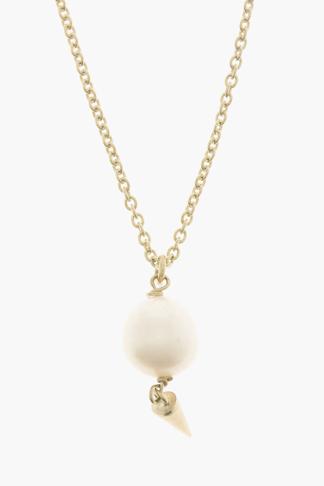 Dior Golden Effect Brass Jardin D'hiver Long Necklace With Pendan
