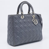 Dior Grey Cannage Leather Large Lady Dior Tote