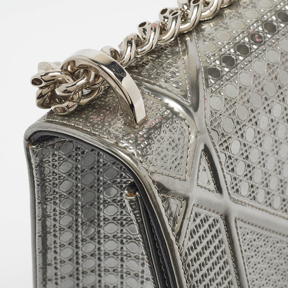 Dior Silver Patent Leather Small Diorama Shoulder Bag