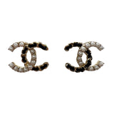 Chanel CC Interlocking Gold-tone & Pearl Earrings