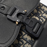 Dior Navy Blue Oblique Canvas And Leather Mini Saddle Backpack