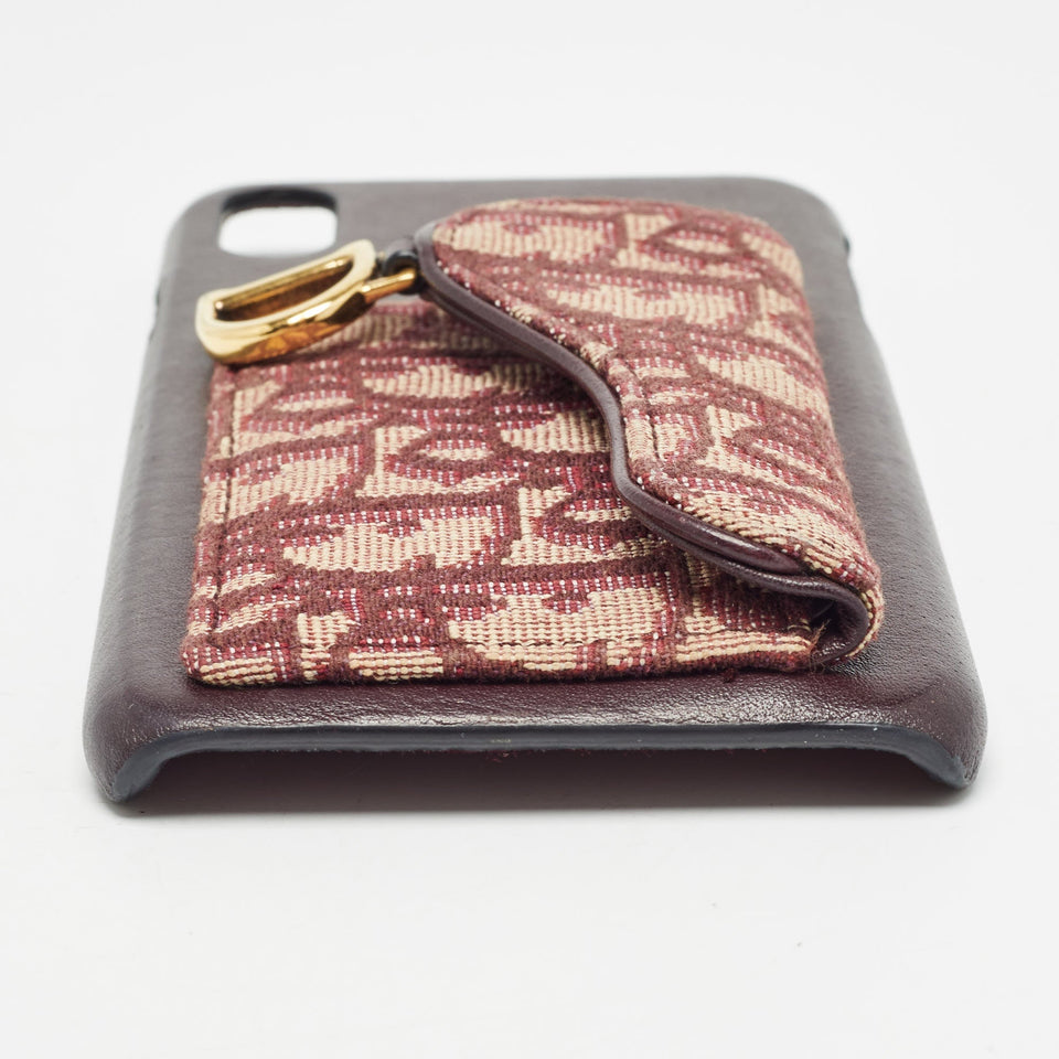 Dior Burgundy Oblique Canvas And Leather Iphone Xs Max Case