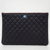 Black Caviar Leather Large Clutch Bag