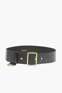Dior Leather Dior Punk Belt With Golden Buckle 50Mm