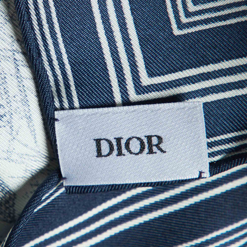 Dior Navy Blue/white Toile De Jouy Sauvage Silk Square Scarf