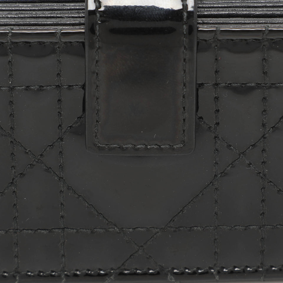 Dior Black Cannage Patent Leather Lady Dior 5 Gusset Card Holder