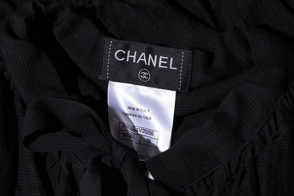 Chanel Black L/S Peasant Blouse SZ 36
