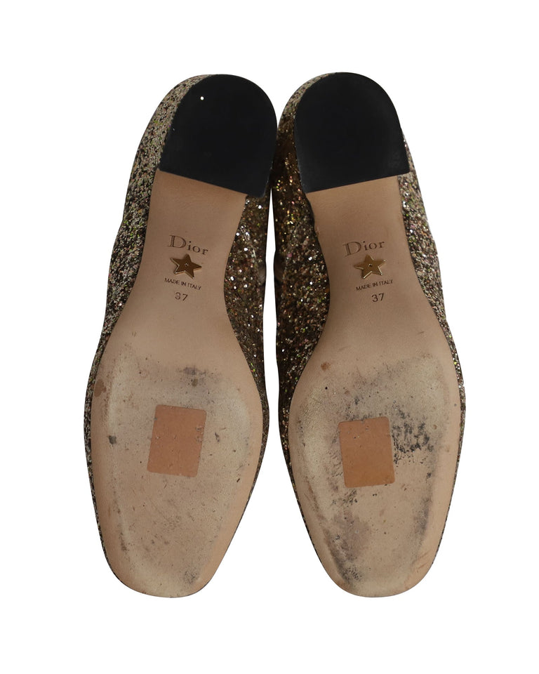 Dior D-Circus Glitter Ankle Boots in Gold Leather
