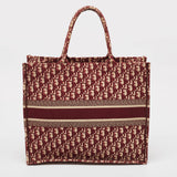 Dior Burgundy Oblique Embroidered Canvas Large Book Tote