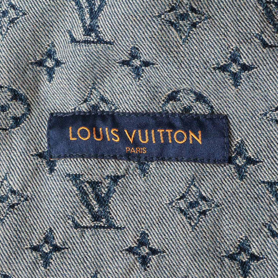 Louis Vuitton x NIGO Cotton Denim Jacket 46  Navy HJA10WUZC Giant Damier Waves Monogram