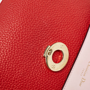 Dior Red Leather Small Be Dior Flap Top Handle Bag