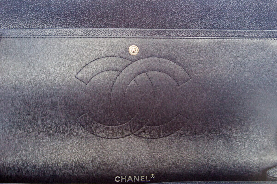 Chanel Midnight  Double Flap Caviar Maxi SHW Handbag