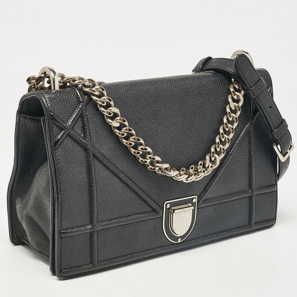 Dior Black Leather Medium Diorama Flap Shoulder Bag