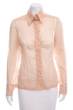 Chanel Nude Long Sleeve Button Up Blouse SZ 38
