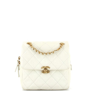 CHANEL Chain Melody Flap Backpack Quilted Caviar Small