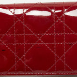Dior Red Cannage Patent Leather Lady Dior Flap Card Holder